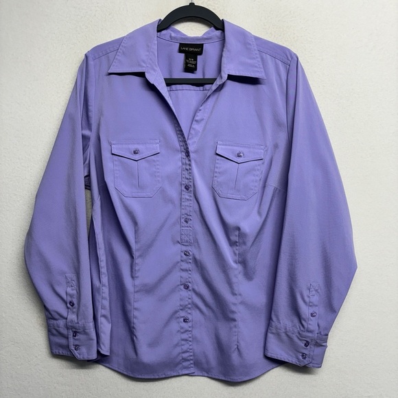 Lane Bryant Button Down Shirt 14 / 16 Purple Lavender - Picture 1 of 6